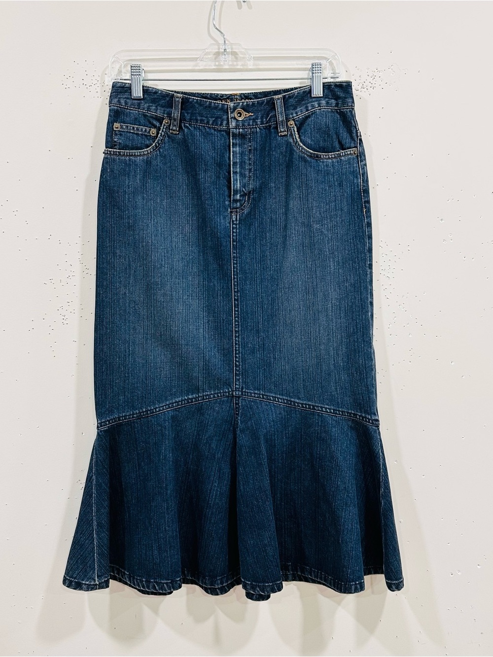 Lauren Ralph Lauren Denim Mermaid Skirt Flared Trumpet Midi Size 4